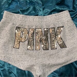 PINK Victoria's Secret Gray Shorts with Sequin Logo